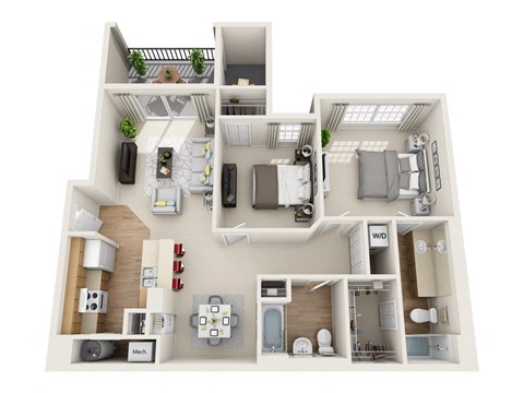 Waterford Place two bedroom two bathroom market floorplan